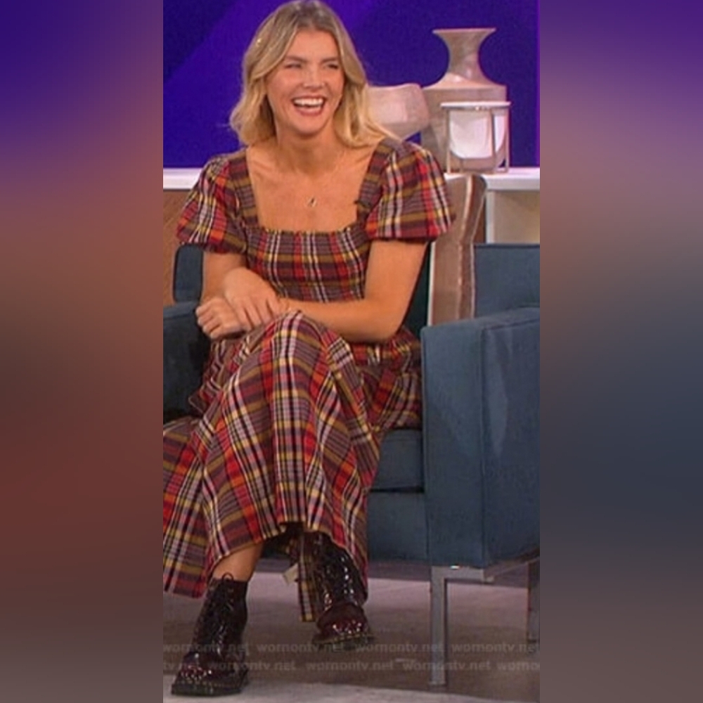 The GREAT. Savannah dress in bluegrass plaid, 0 ( xsmall )